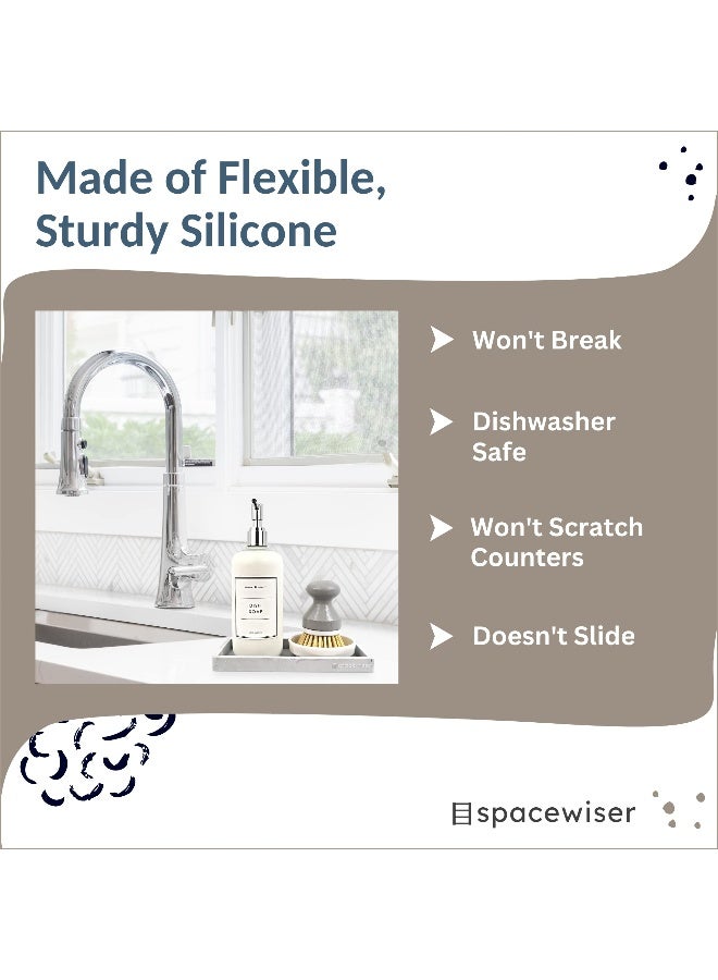 Spacewiser Countertop and Vanity Tray - Small 7.7” Silicone Tray for Soap Dispenser Bottles, Sponge Holder for Kitchen Sink Caddy Organizer, Bathroom Trays, Dish Soap Holder for Kitchen Counter, Keys - Image 3